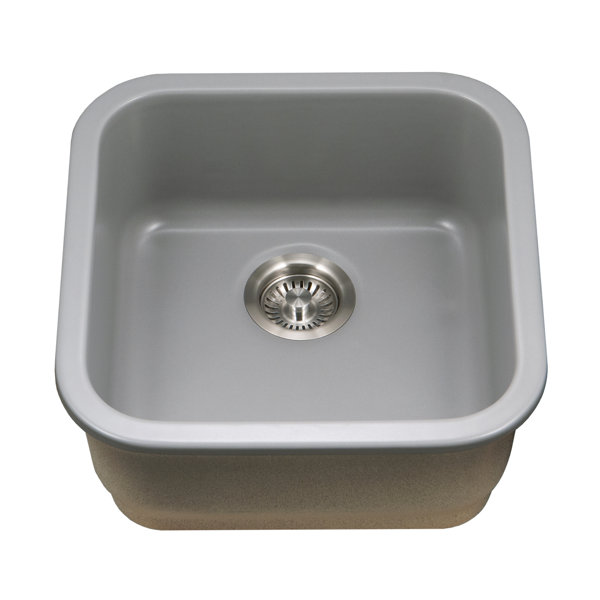 Houzer Platus 19 in Gray Fireclay Undermount Square Bar Sink PTB1919